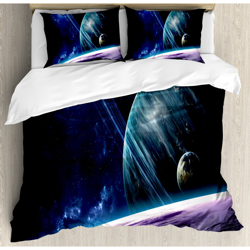 Space Modern & Contemporary Polyester Abstract Duvet Cover, King