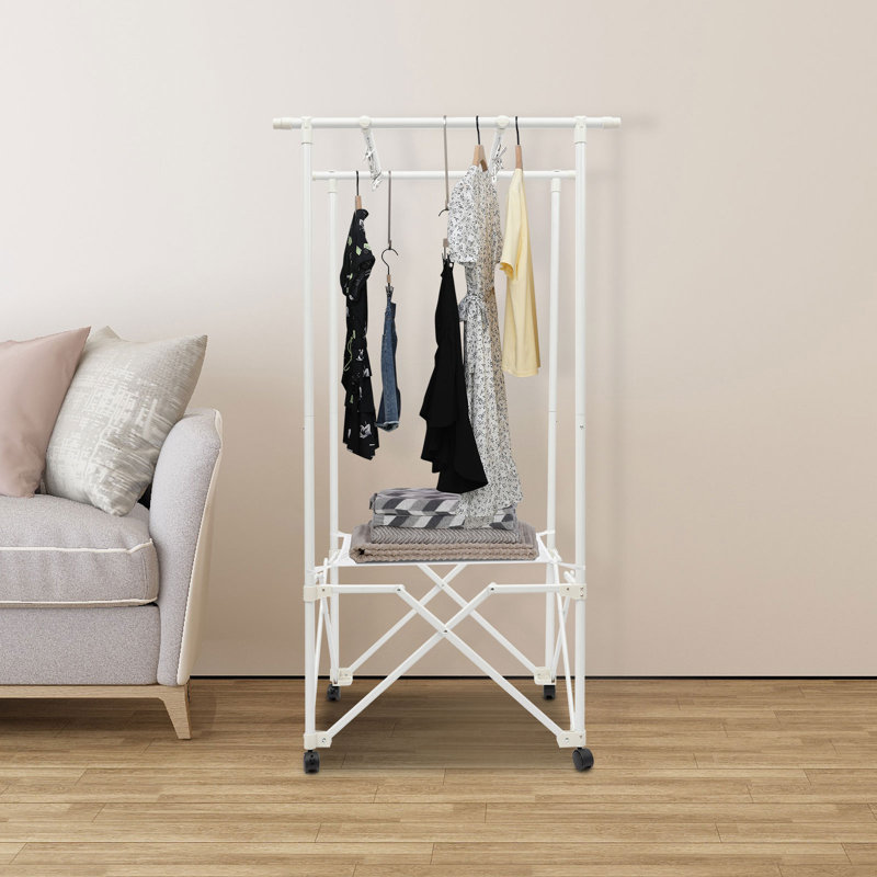 Foldable Clothing Rack Clothes Drying Rack, White