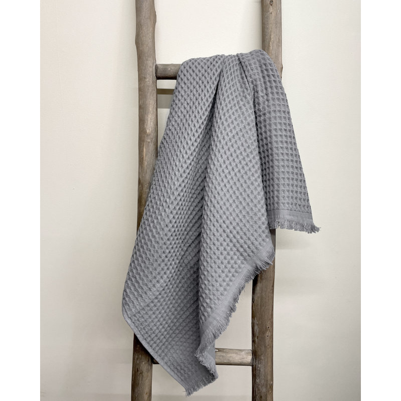 Lycia Turkish Cotton Waffle Bath Towel, Ash Gray