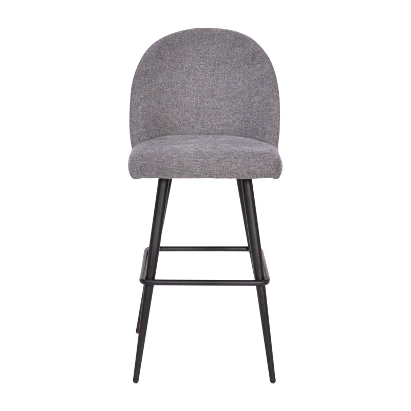 Gray Faux Leather and Metal Bar Stools, Set of 2