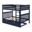 Lit superposé simple au-dessus de simple en bois massif avec lit gigogne Aileana-42354604-90958806