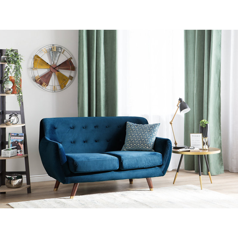 Lesse 2 Seater Velvet Loveseat, Navy Blue