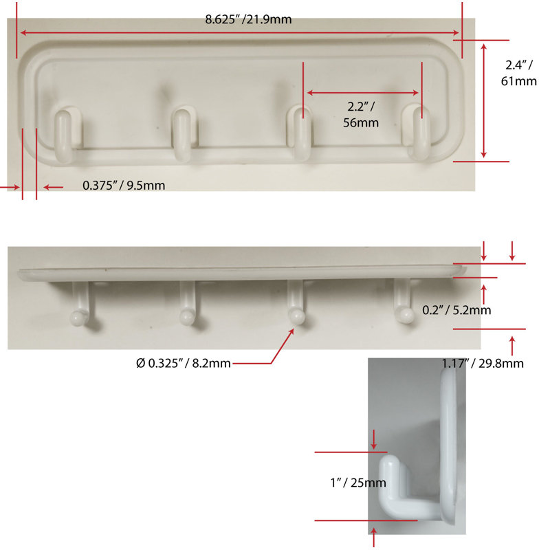 Utility Adhesive Wall Mounted Coat Rack