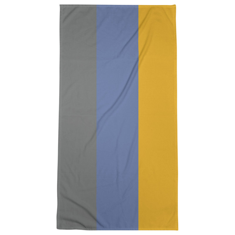 Cotton Blend Lightweight Beach Towel, Gray/Blue/Yellow