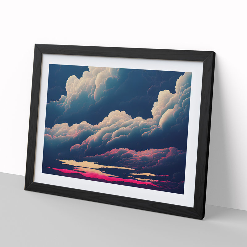 Gentle Clouds - Single Picture Frame Print, Black Framed, 34cm H x 46cm W x 2cm D