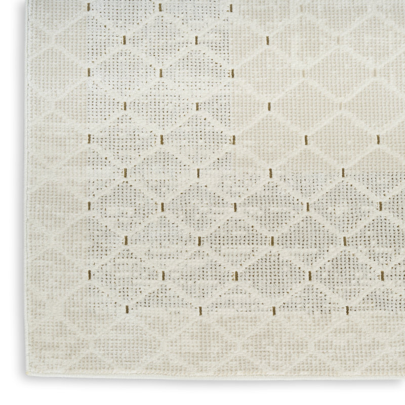 Abstract Machine Made Area Rug, Ivory, Rectangle 160 x 221 cm