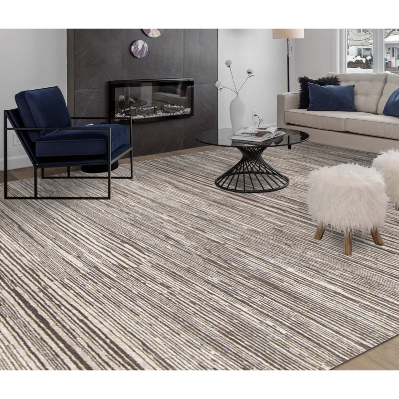 One-of-a-Kind Hand-Knotted High-Quality Gray/Beige Area Rug