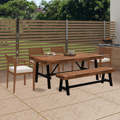 Outdoor Wood Dining Set With Removable Cushions