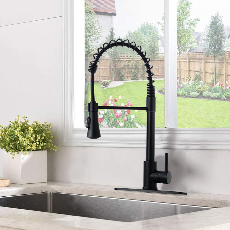 Matte Black Commercial Kitchen Faucet With Deck Plate | Gift Idea, Matte Black