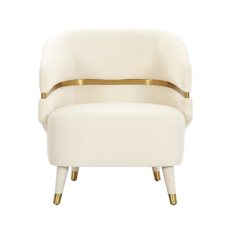 Ayla Cream Velvet and Gold Accent Chair