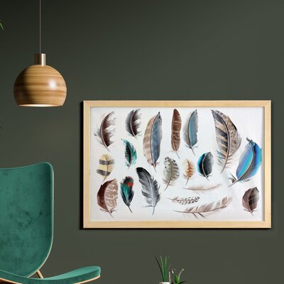 Ambesonne Feathers Wall Art With Frame, Western Feather Setting Pigmented Bird Body Parts Growth Nature Design, Printed Fabric Poster For Bathroom Liv -  East Urban Home, 23C7AADB4E594545BCE87745DA17022A