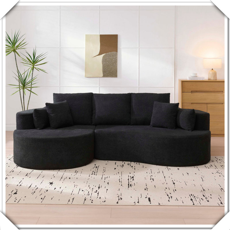 Canapé modulaire courbé Boucle, Noir
