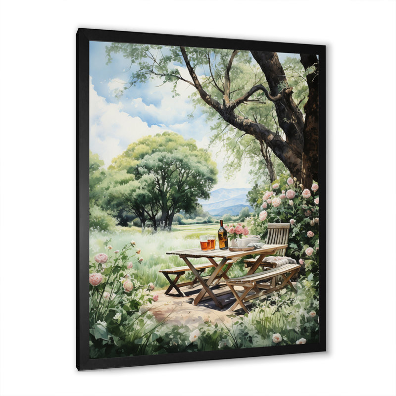 «Food Picnics Tranquil Retreat III», reproduction d'art sur toile, Cadre photo noir, H 20 po x l 12 po x P 1 po