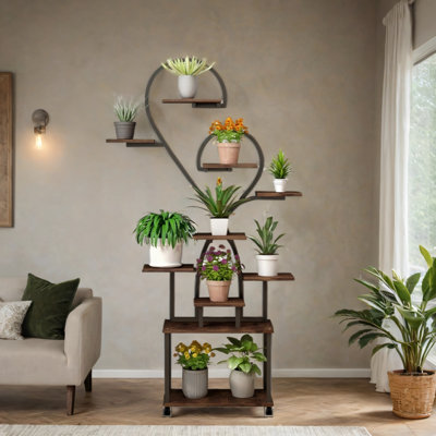 Support pour plante d'intérieur en forme de cœur avec lumières DEL pour la maison, le patio et les cadeaux