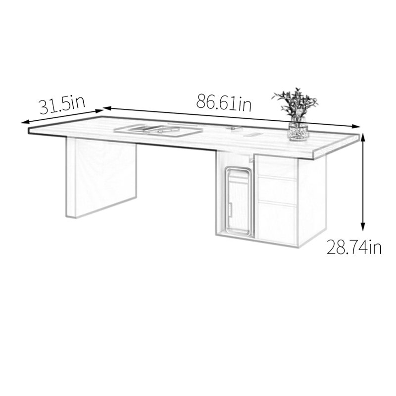 Premium Walnut Desktop Desk, 28.74" H x 86.61" W x 31.5" D