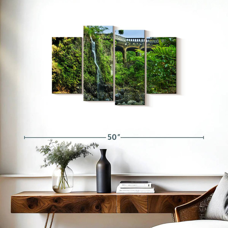 Lilie Hawaii Waterfall By Hana Bridge, H 22 po x l 36 po