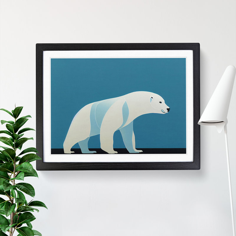 Special Abstract Polar Bear - Framed Print, Black, 46cm H x 64cm W x 2cm D