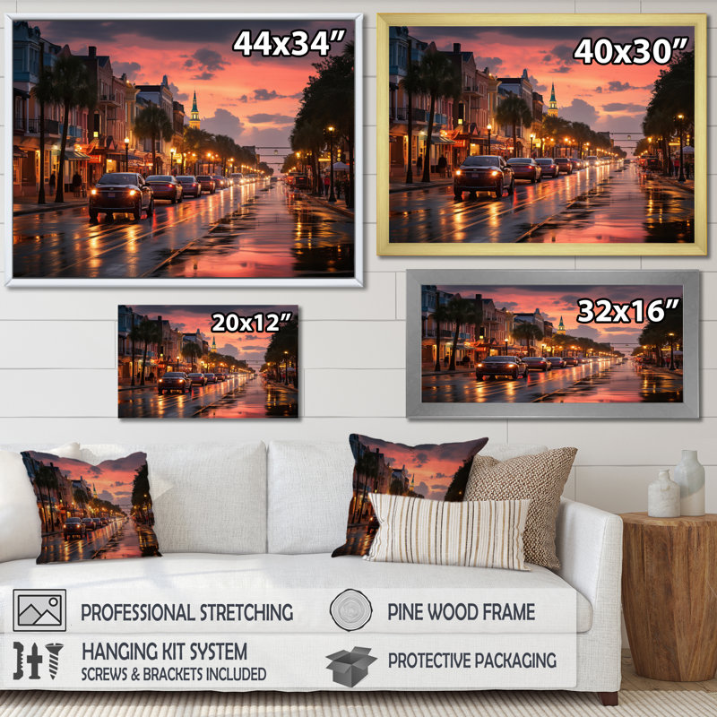 Charleston Beautiful Cityscape II - reproduction d'art sur toile, H 12 po x l 20 po x P 1 po, Toile tendue