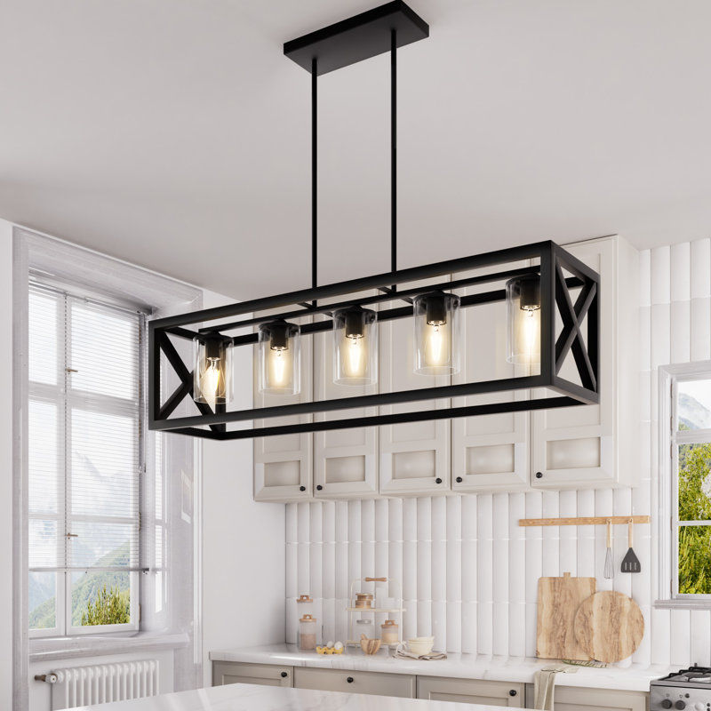 Warthman 5 - Light Pendant, Clear, Matte Black, 5 Lights