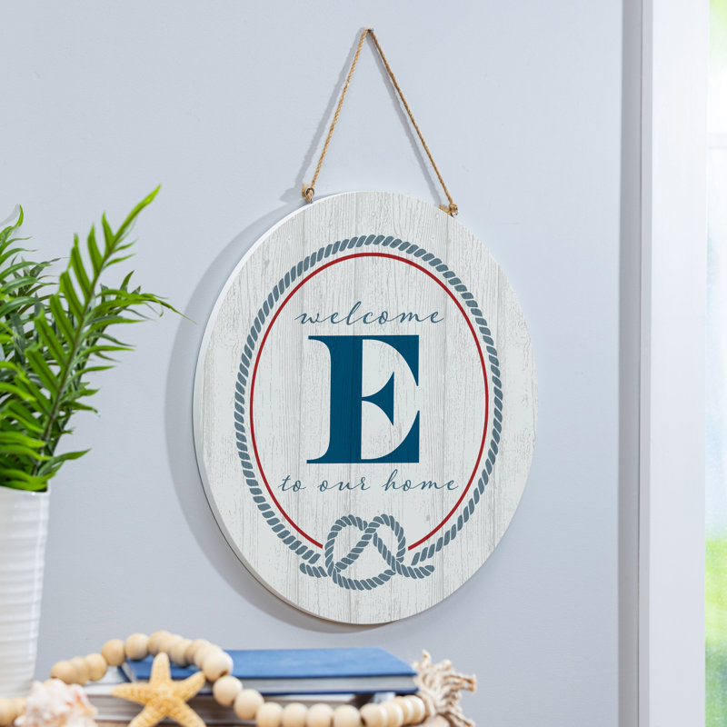 Monogramme de porte côtière 18 "E E, Bleu / blanc / rouge