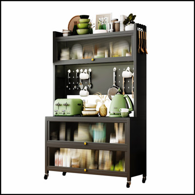 Heavy-Duty Metal Storage Shelves with Lockable Doors and Smooth-Rolling Wheels, for Organized and Efficient Storage Solutions by 17 Stories