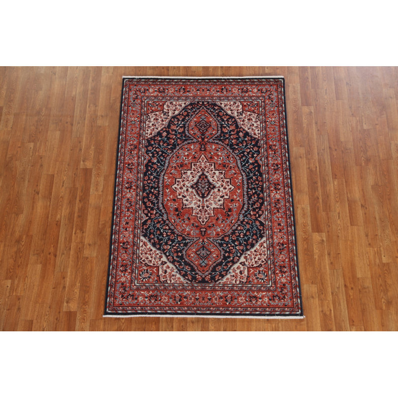 Tapis turc floral Sarouk Farahan noué à la main 3 pi 11 po x 5 pi 10 po