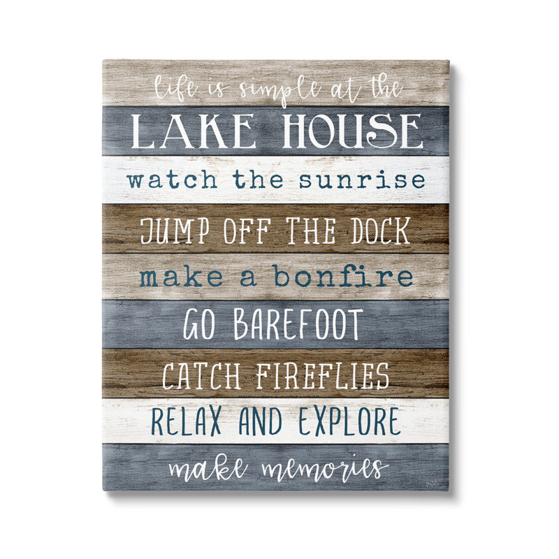 «Life Is Simple Lake House List», art mural par Natalie Carpentieri, H 20 po x l 16 po x P 1,5 po