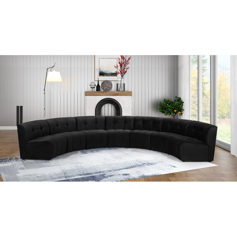 Jedson Velvet Sectional Symmetrical, Black Velvet