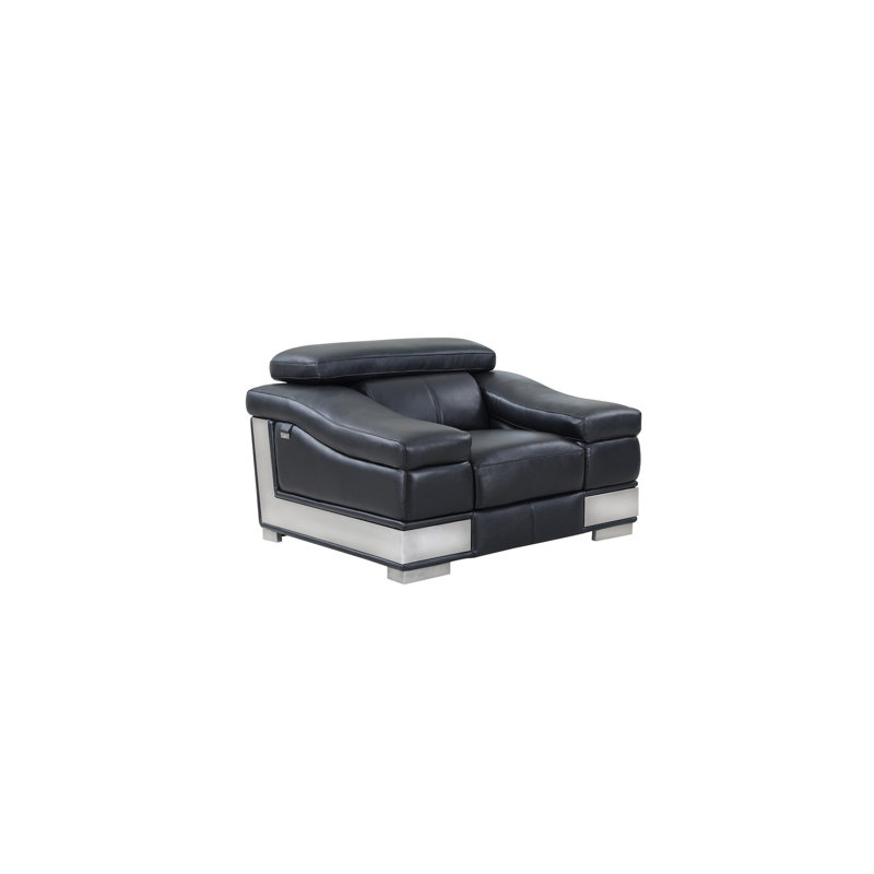 Hawkesbury Common Top Grain Italian Leather Chair, Leather Match Black