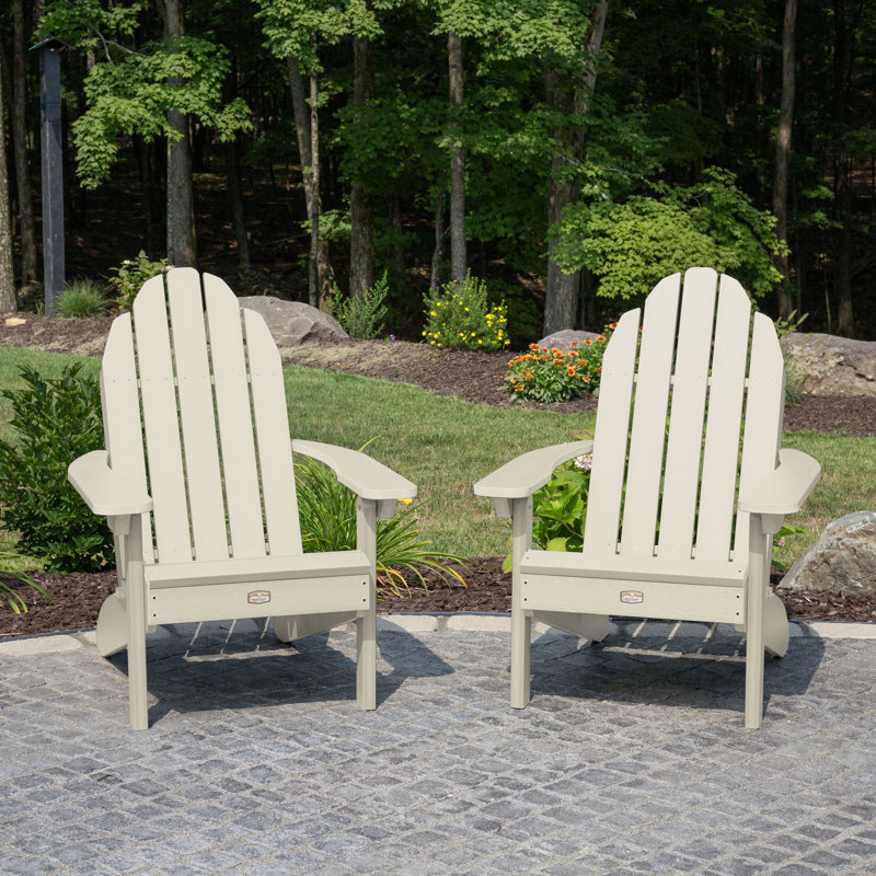 Chaise Adirondack résistante aux intempéries Hintz, Ivoire ivoire