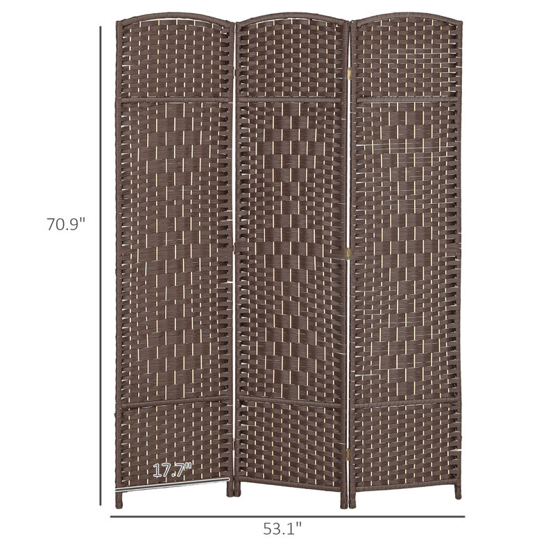 Paravent 3 panneaux, écran d'intimité pliant de 6 pi de hauteur, cloison murale autoportante tissée à la main pour le bureau à domicile, chambre à coucher, bois