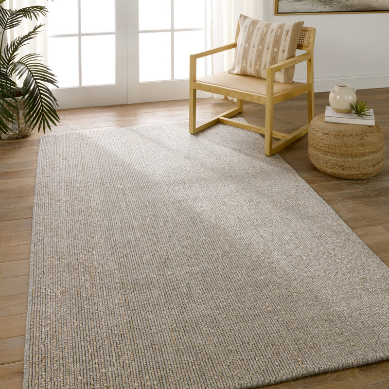 Tapis brun uni en laine, en jute et en coton Fransin, Rectangle de 5 pi x 8 pi