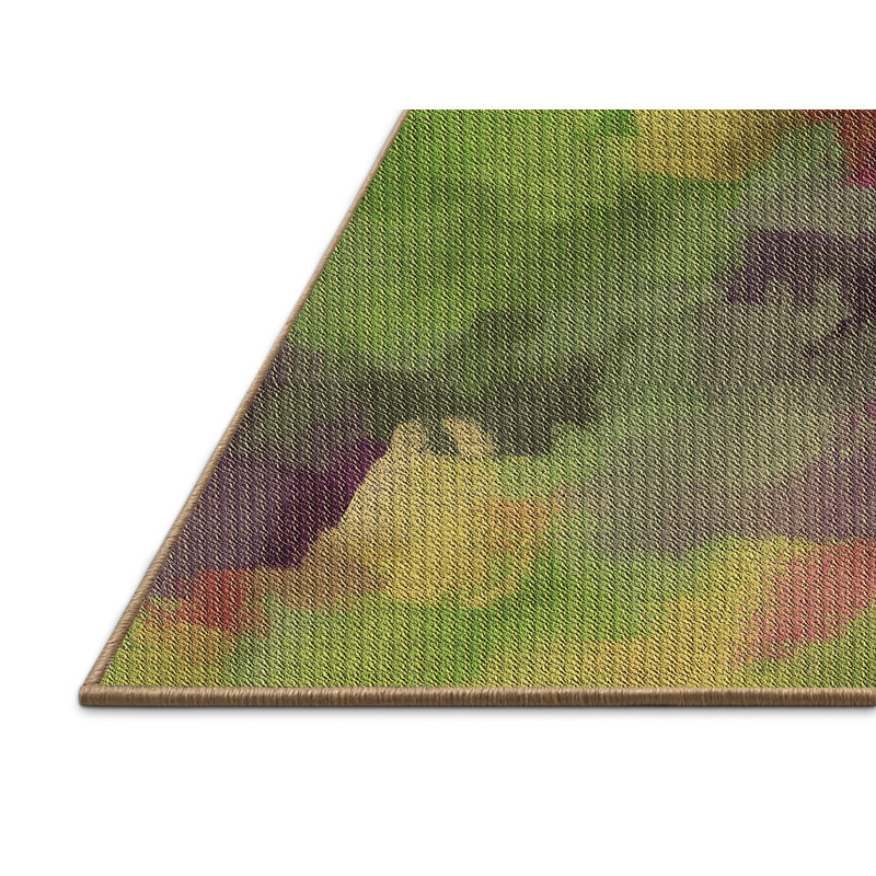 Tapis vert à motif abstrait, Rectangle 3 pi x 5 pi