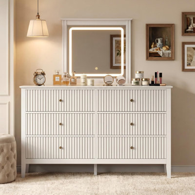 Commode 6 tiroirs avec miroir lumineux