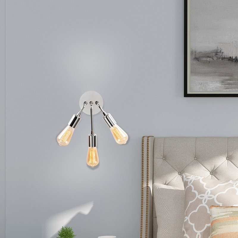 Lampe murale moderne en chrome, 8,7 po de diamètre x 11,0 po de hauteur | Corps en fer durable, 3 x douilles E27 (40 W maximum) | Finition argentée élégante, éclairage élégant pour la maison et le bureau, indice de protection IP20, idéal pour les décors contemporains