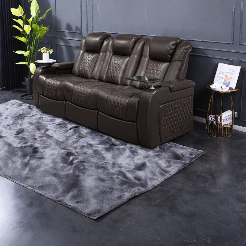 Fauteuil inclinable électrique moderne, cuir fleur, fonctions réglables et intelligentes