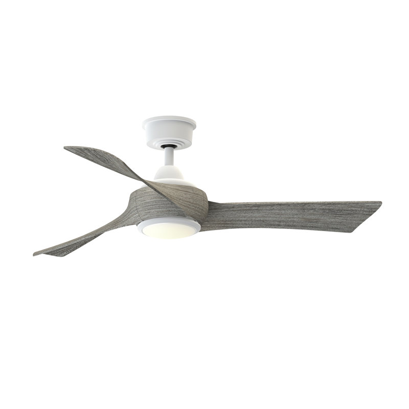Wrap Custom 48 inch Indoor/Outdoor Ceiling Fan with LED CCT Select Light Kit - Matte White with Weathered Wood blades