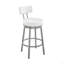 Swivel Bar Stool In Cloud Finish With White Faux Leather