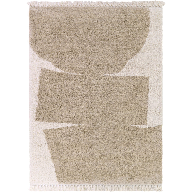 Tapis beige à motif géométrique abstrait Atherstone, Rectangle 5 pi 3 po x 7 pi