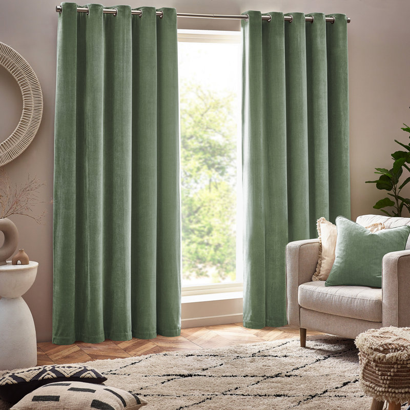 Heavy Chenille Room Darkening Eyelet Curtains, 168cm Width x 183cm Drop