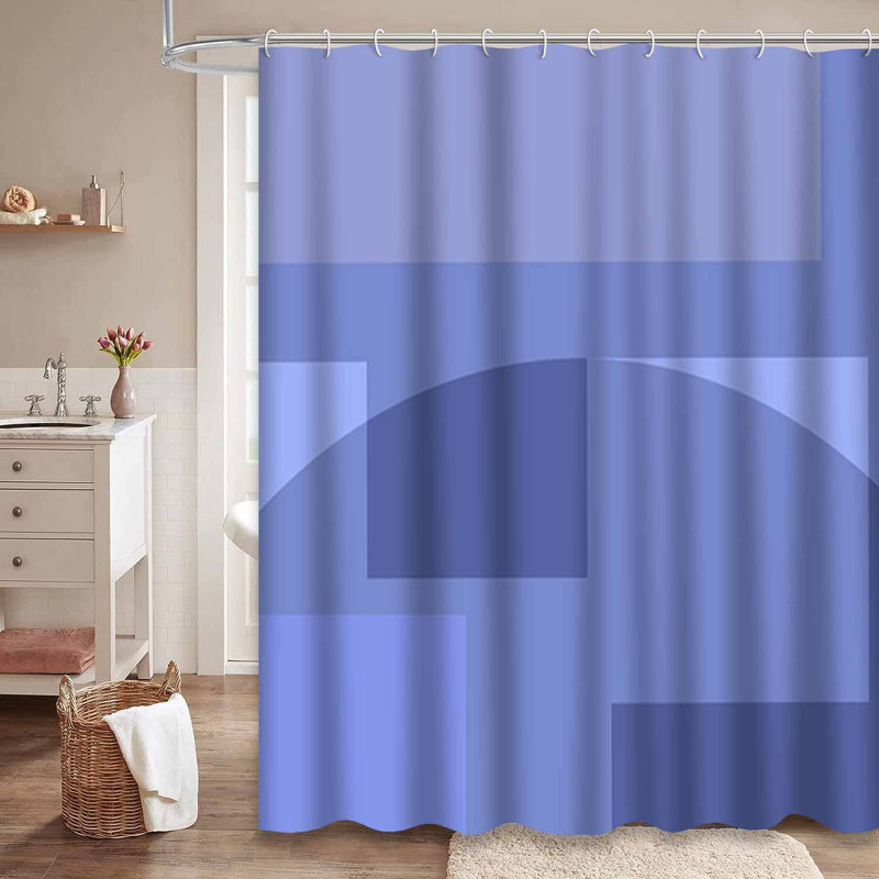 Rideau de douche abstrait géométrique bleu tendance à 12 crochets, L 72 po x l 78 po