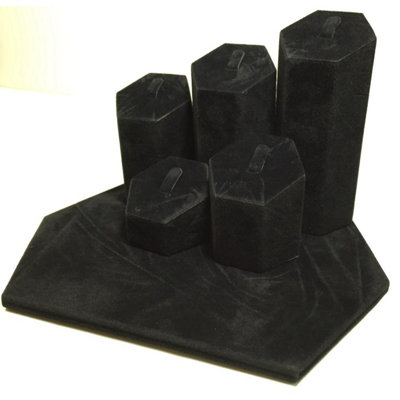 Présentoir de table hexagonal en velours noir