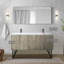 60 po X P 20 po D Ensemble de meuble-lavabo double rustique avec comptoir en quartz blanc, robinet en métal Miroir-119987251-119987252