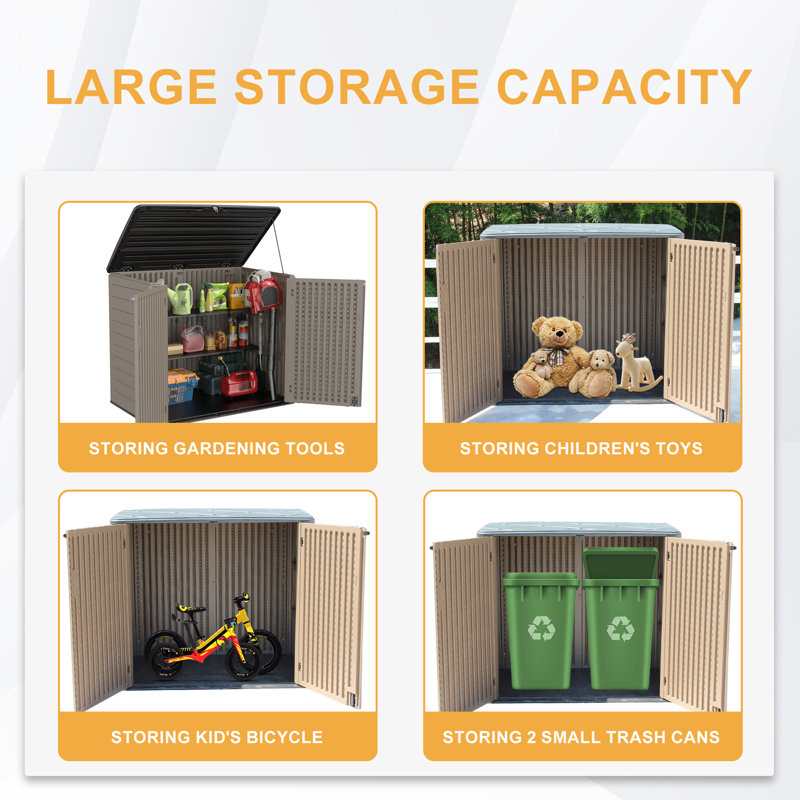 Brown High-Density Polyethylene Resin Outdoor Storage Shed