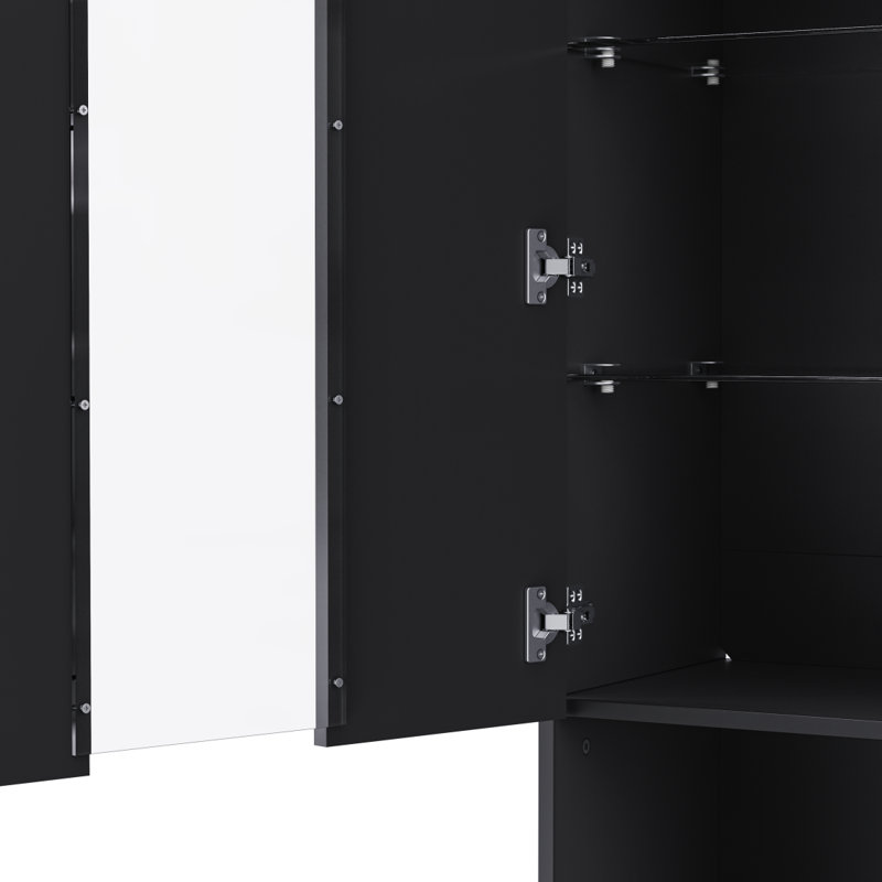 Armoire de rangement polyvalente ultrabrillante avec lumières DEL, idéale pour plusieurs pièces et besoins de rangement, Noir