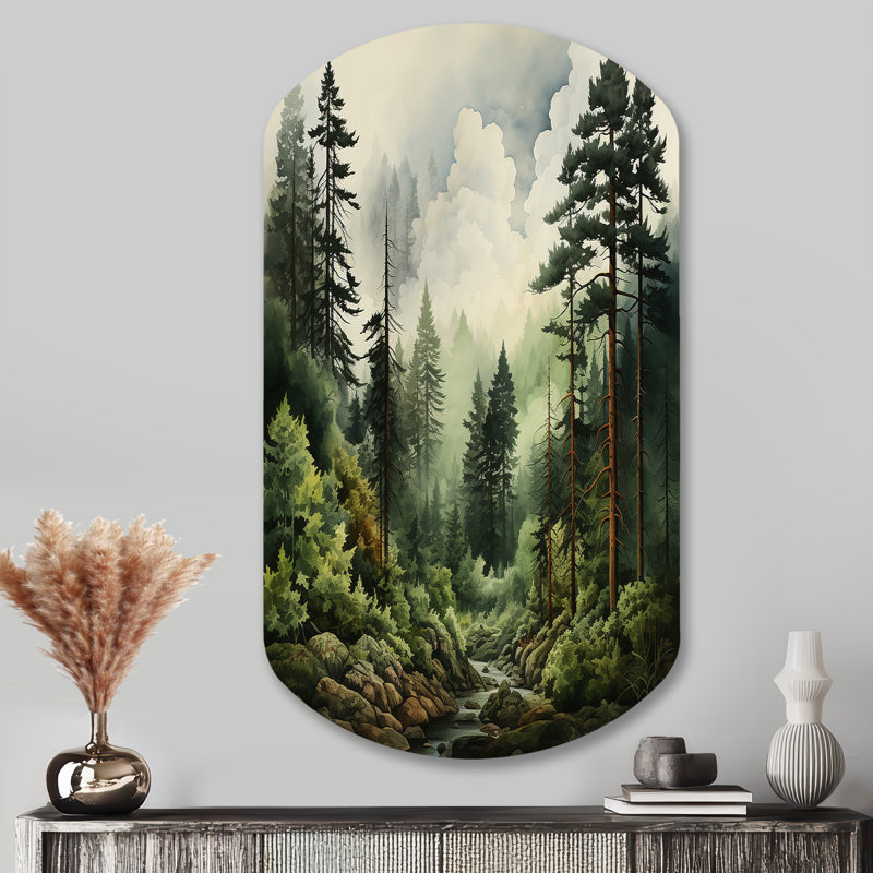 Gulran - Tree Pine Cylinder Shape Irregular Metal Wall Decor, 43" H x 23" W