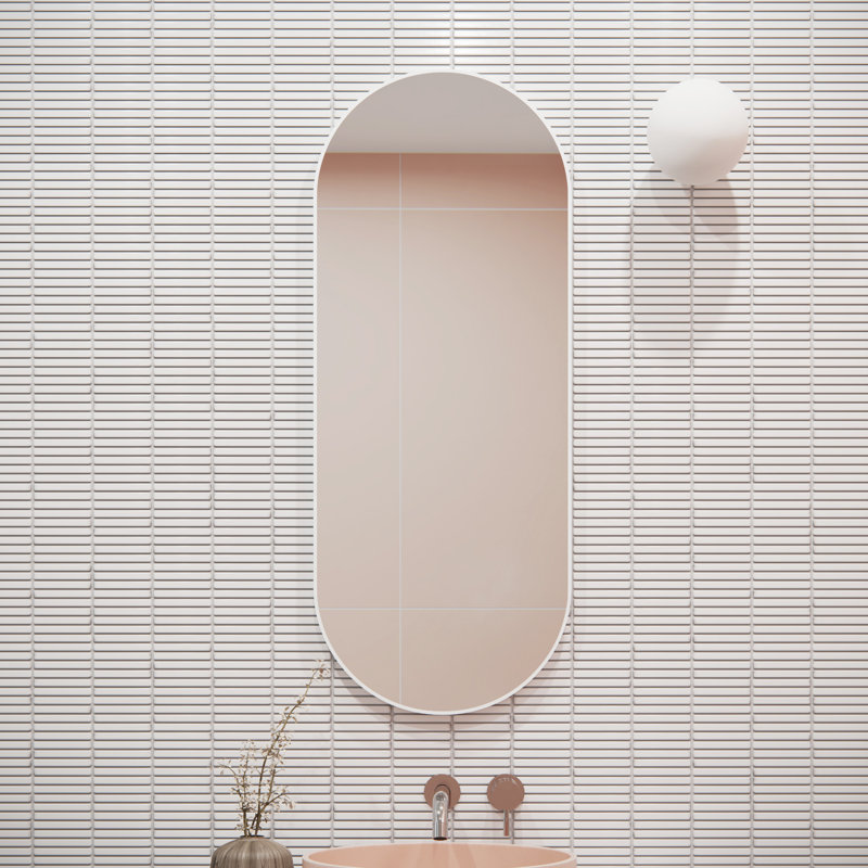 Modern & Contemporary Accent Bathroom / Vanity Dresser Mirror, 40" x 16", White