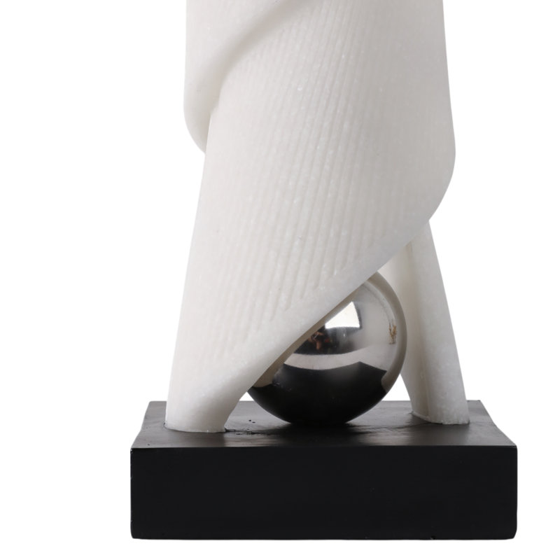 Sculpture en polyrésine, motif torsadé moderne pour le bureau à domicile - 21 po - blanc