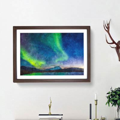 Green Polar Lights over Sweden - Picture Frame Painting Print