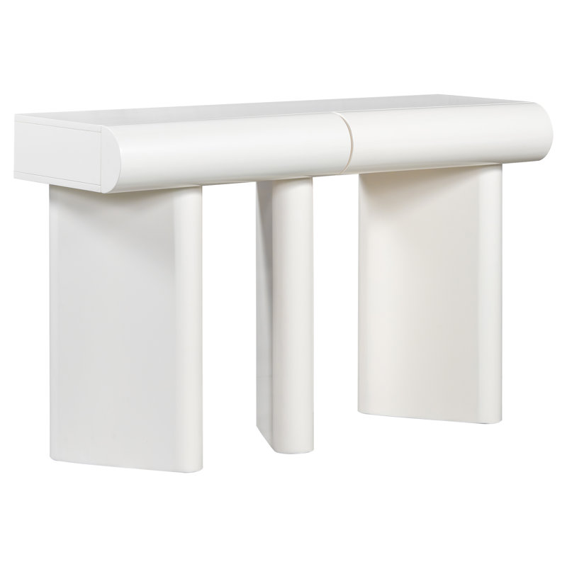 Space-saving Geometric Solid Mdf Entryway Table, Stylish White Hallway Solution